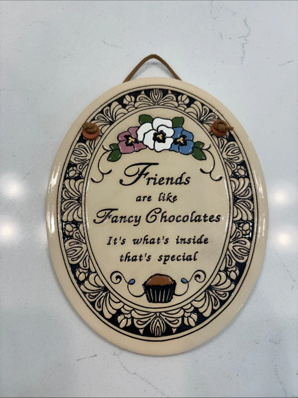 Cream Floral 'Friends' Oval Wall Plaque - Inspirational Home Decor